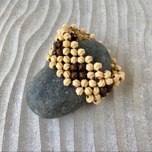 BOHO Handcrafted Wooden Beads Stretch Bracelet